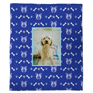 Dog with a Bone - A Plush Pet Blanket  (50” x 60”)
