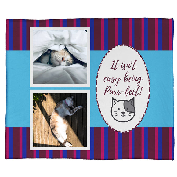 It's Not Easy Being Purr-fect: A Pet Plush Throw In Blue (50” x 60”)