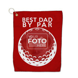 Best Dad by Par - Microfiber Waffle Small Golf Towel (15” x 18”)