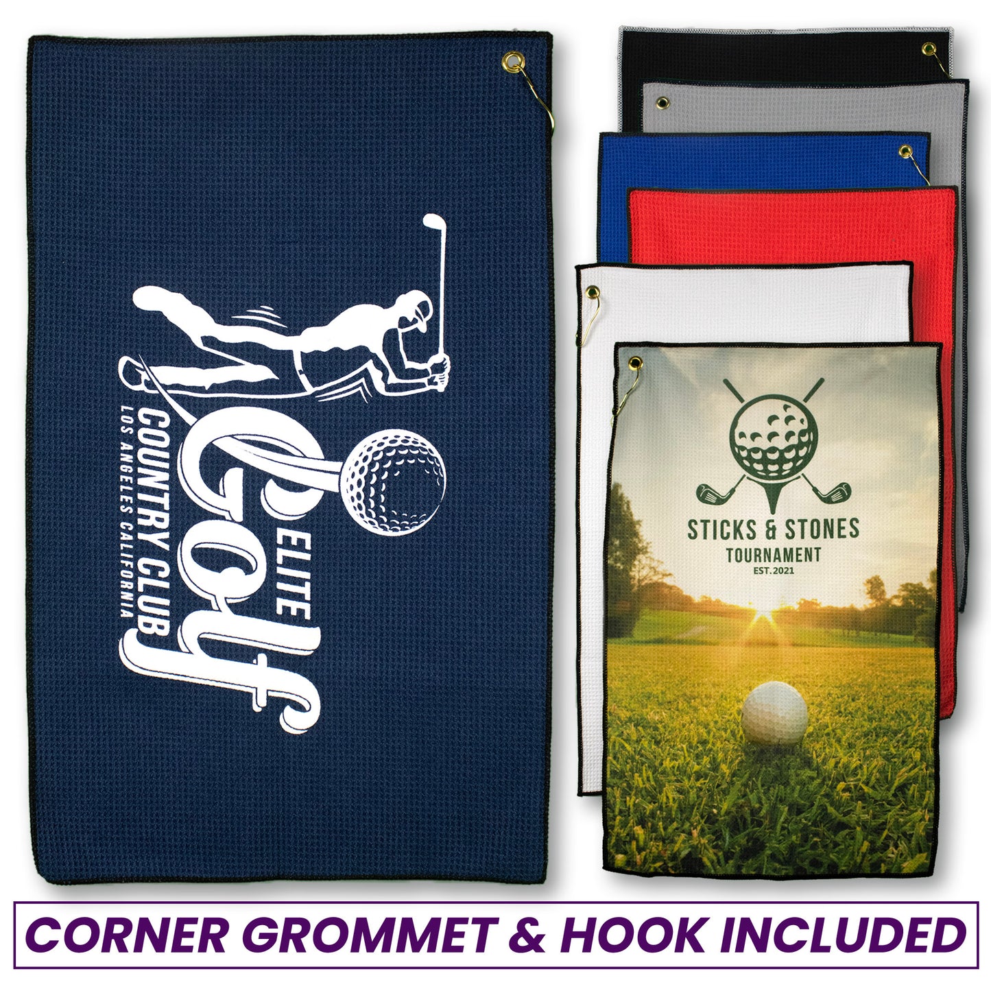 Design Your Own - Microfiber Waffle Golf Towel  (16” x 26”)