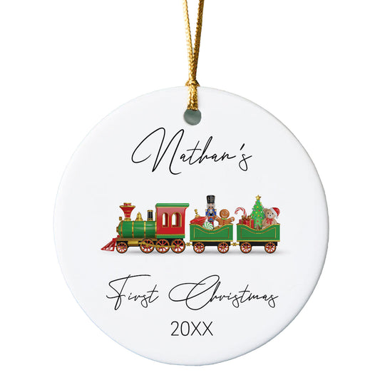 Green Train Baby's First Christmas Ornament