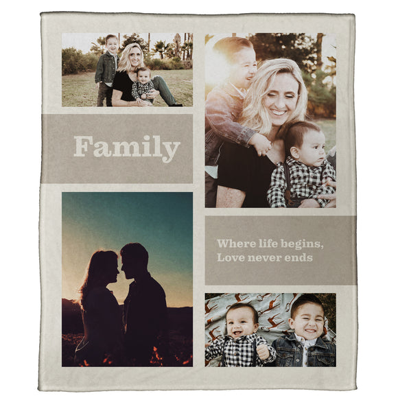Life Begins with Family Plush Throw (50” x 60”)
