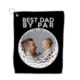 Best Dad by Par - Microfiber Waffle Small Golf Towel (15” x 18”)